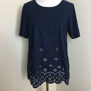 Honey Punch Faux Suede Petal Punch Blouse